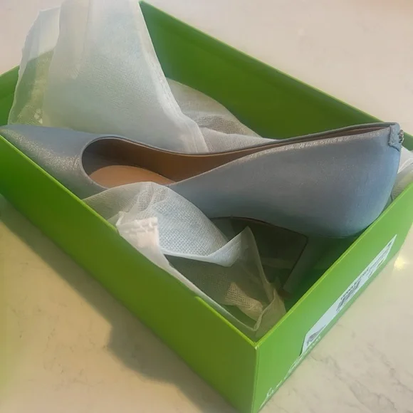 NIB Sam Edelman Hazel Pointed Toe Pump Vienna Blue Silk Size 8 - Picture 6 of 7